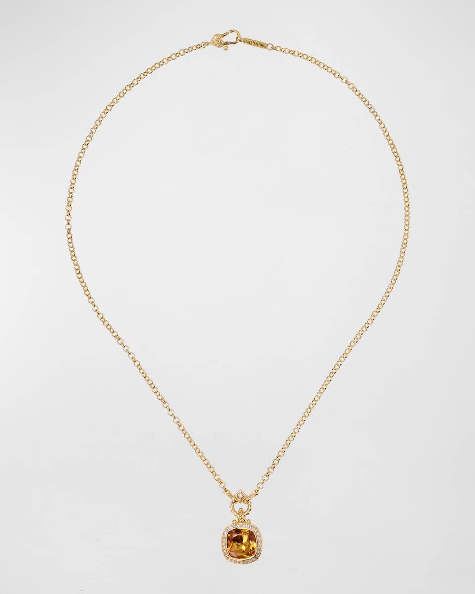 Brown Diamond, Citrine and White Topaz Necklace, 18"L